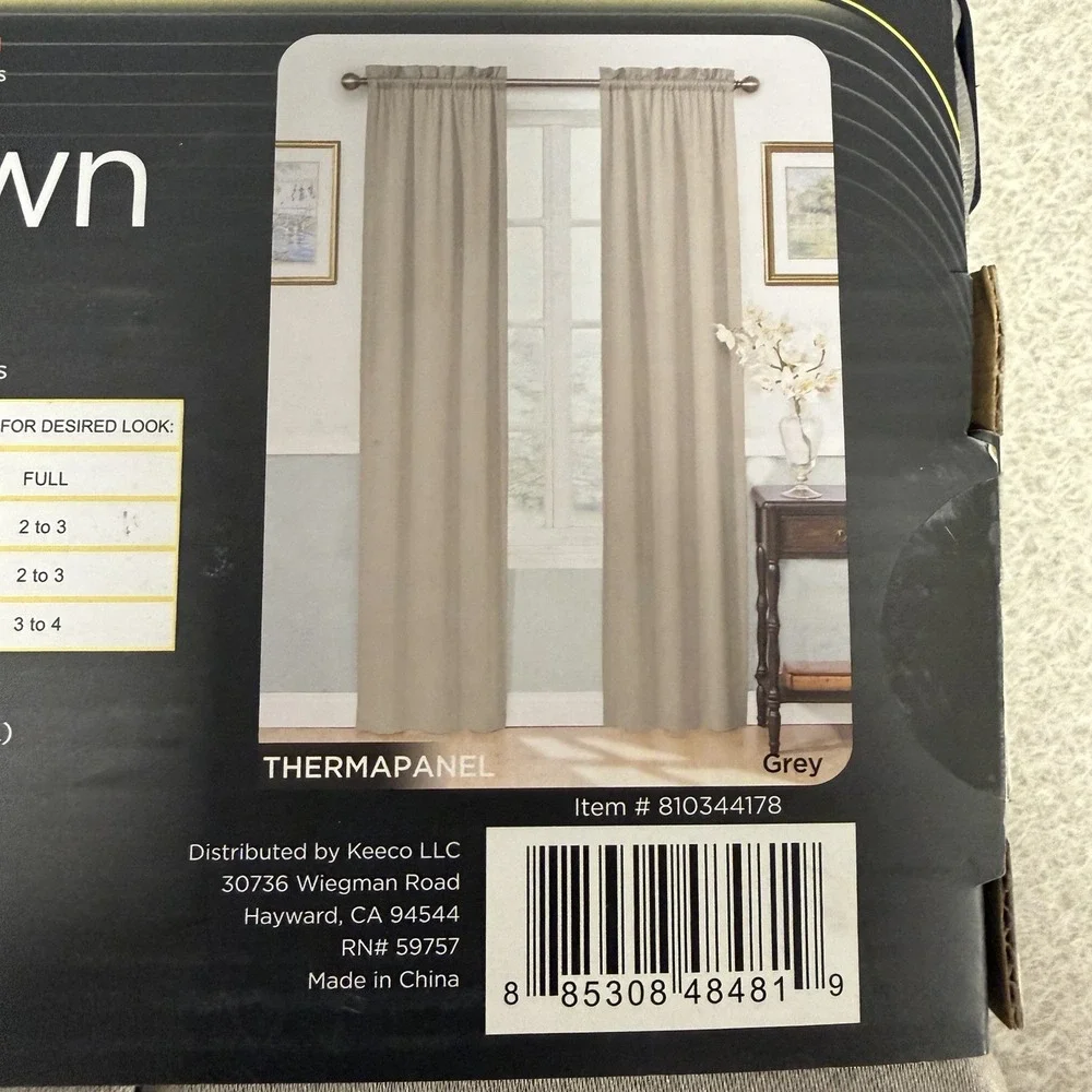 Sundown By Eclipse Room Darkening Rod Pocket Panel‎ Pair Gray Curtains 26